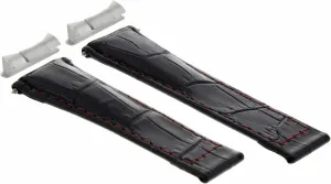 Ewatchparts Leather Watch Band Strap Compatible With Rolex Daytona 16518 With End Piece (Lugs) Black Red Regular