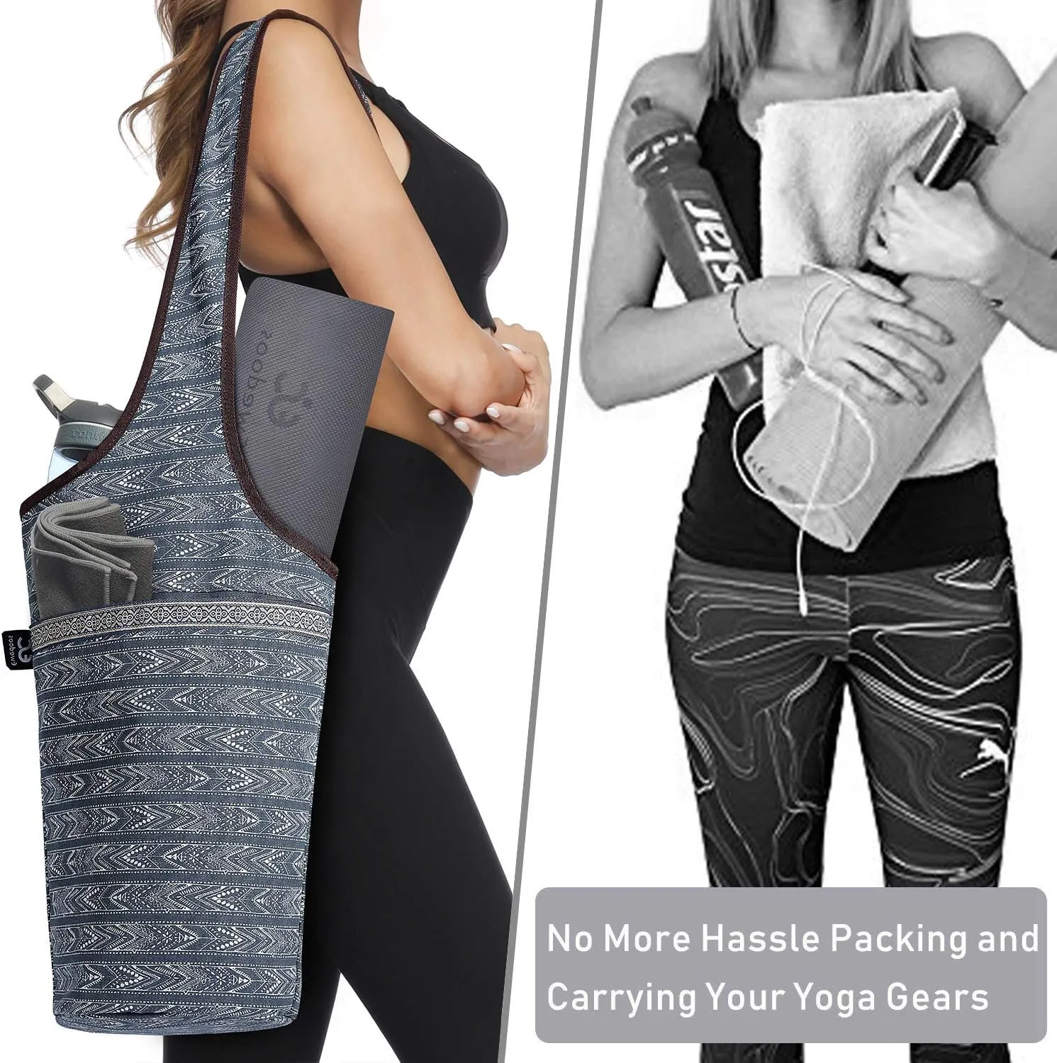 Ewedoos Yoga Mat Bag Yoga Bags with Large Size Pocket and Zipper Pocket, Fit Most Size Mats