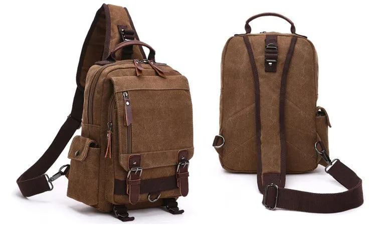 Exquisite Outdoor Canvas Crossbody Bag Travel Shoulder Bag- Black