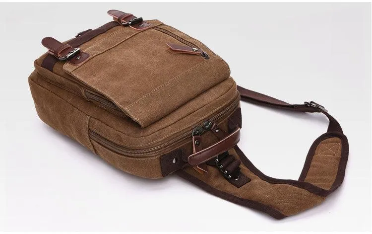 Exquisite Outdoor Canvas Crossbody Bag Travel Shoulder Bag- Black