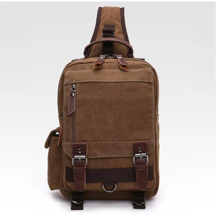 Exquisite Outdoor Canvas Crossbody Bag Travel Shoulder Bag- Black