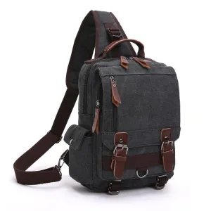 Exquisite Outdoor Canvas Crossbody Bag Travel Shoulder Bag- Black