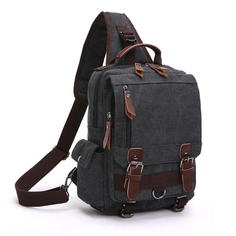 Exquisite Outdoor Canvas Crossbody Bag Travel Shoulder Bag- Black