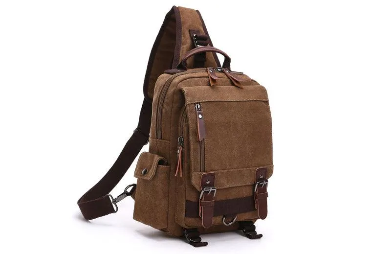Exquisite Outdoor Canvas Crossbody Bag Travel Shoulder Bag- Black