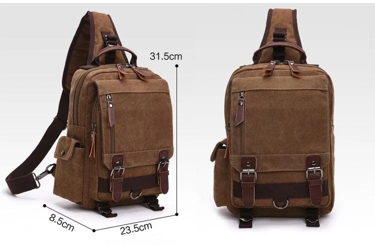 Exquisite Outdoor Canvas Crossbody Bag Travel Shoulder Bag- Black