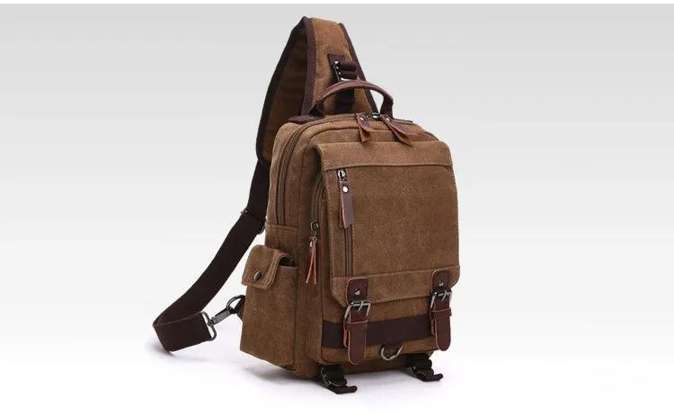 Exquisite Outdoor Canvas Crossbody Bag Travel Shoulder Bag- Black