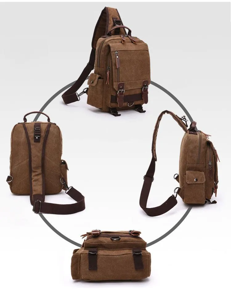 Exquisite Outdoor Canvas Crossbody Bag Travel Shoulder Bag- Black