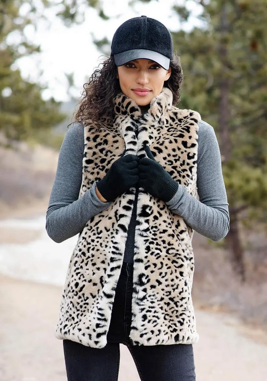 Fabulous-Furs Donna Salyers Black Mink Faux Fur Hook Vest