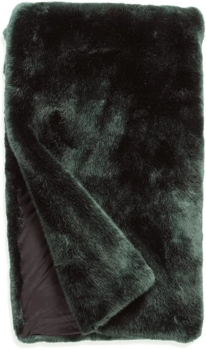 Fabulous-Furs Donna Salyers Couture Collection Emerald Mink Faux Fur Throws, Emerald Mink, 60x72