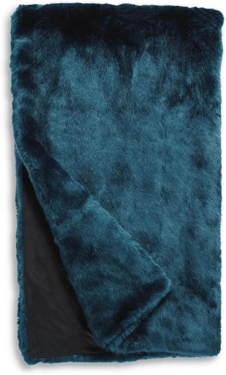 Fabulous-Furs Donna Salyers Couture Collection Sapphire Mink Faux Fur Throws, Sapphire, 60x60