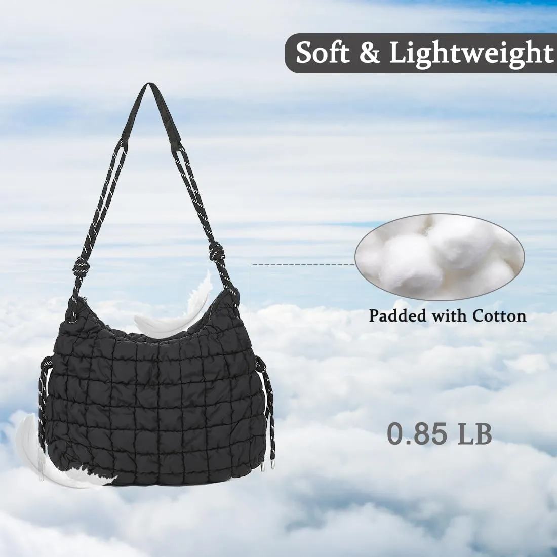 FAIME Puffer Tote Bag Quilted Crossbody Bags for Women Lightweight Puffy Tote Bag Carryall Shoulder Bag Puffer Purse