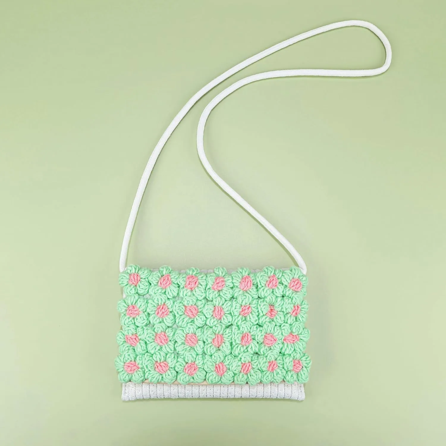 FALETO Small Flower Pearls Handwoven Handbag Crochet Crossbody Bags for women Bohemian Cotton Envelope Clutch Purse