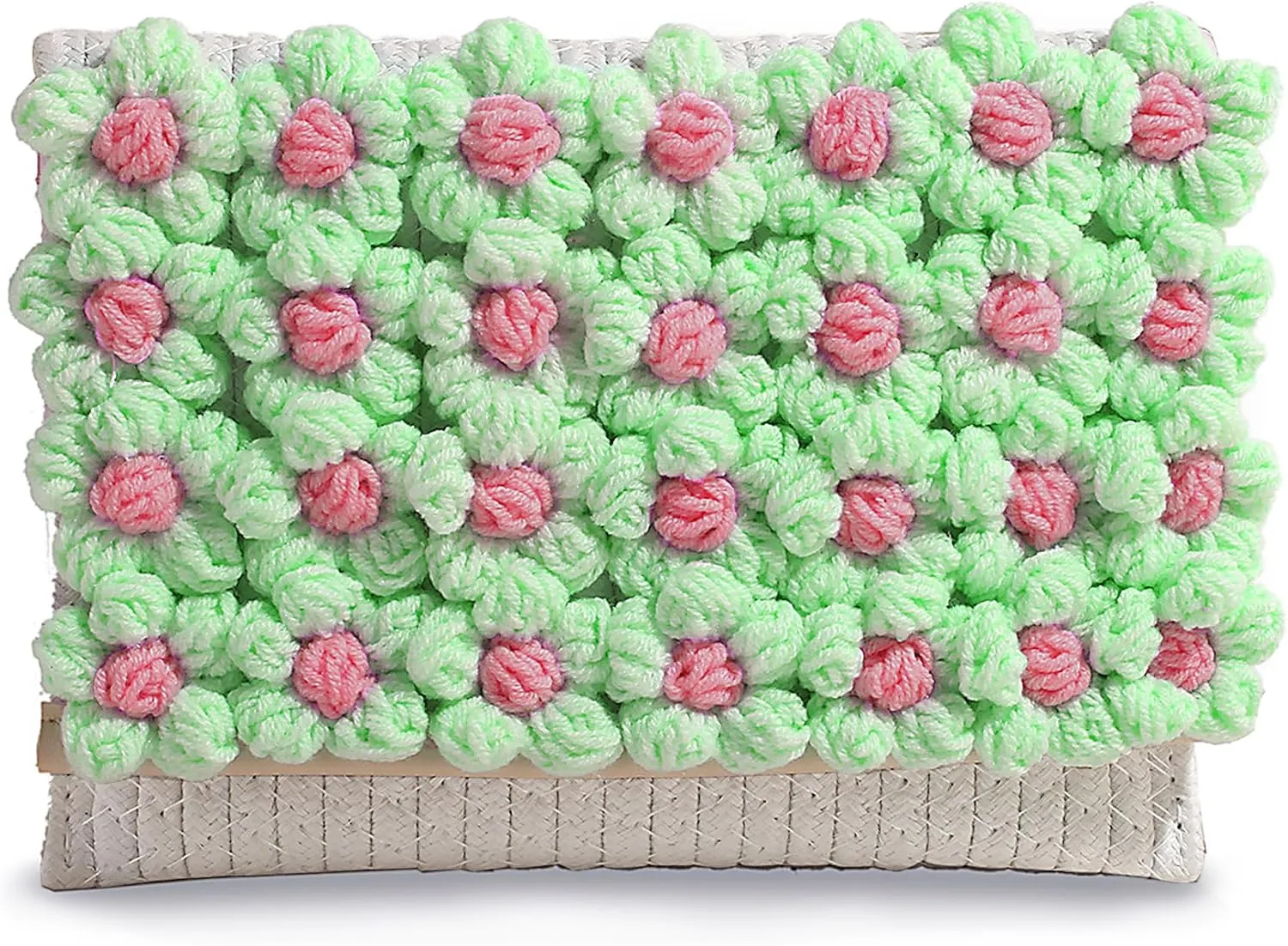 FALETO Small Flower Pearls Handwoven Handbag Crochet Crossbody Bags for women Bohemian Cotton Envelope Clutch Purse