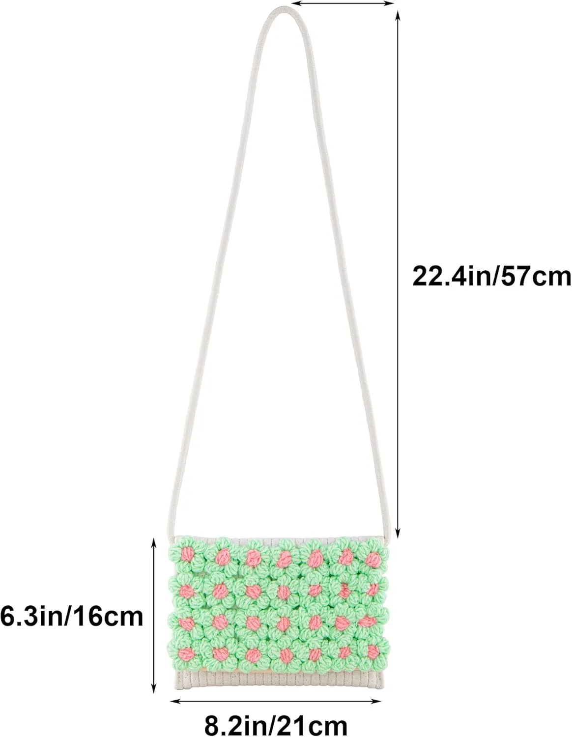 FALETO Small Flower Pearls Handwoven Handbag Crochet Crossbody Bags for women Bohemian Cotton Envelope Clutch Purse