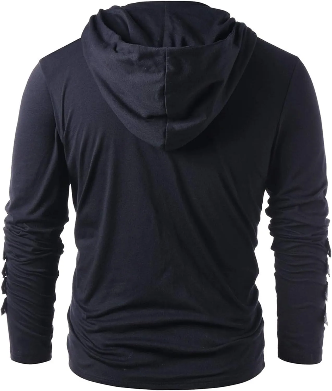 Fall Leather Patchwork Hoodie for Men Hippie Style Hooded Top Caribbean Solid Shirt