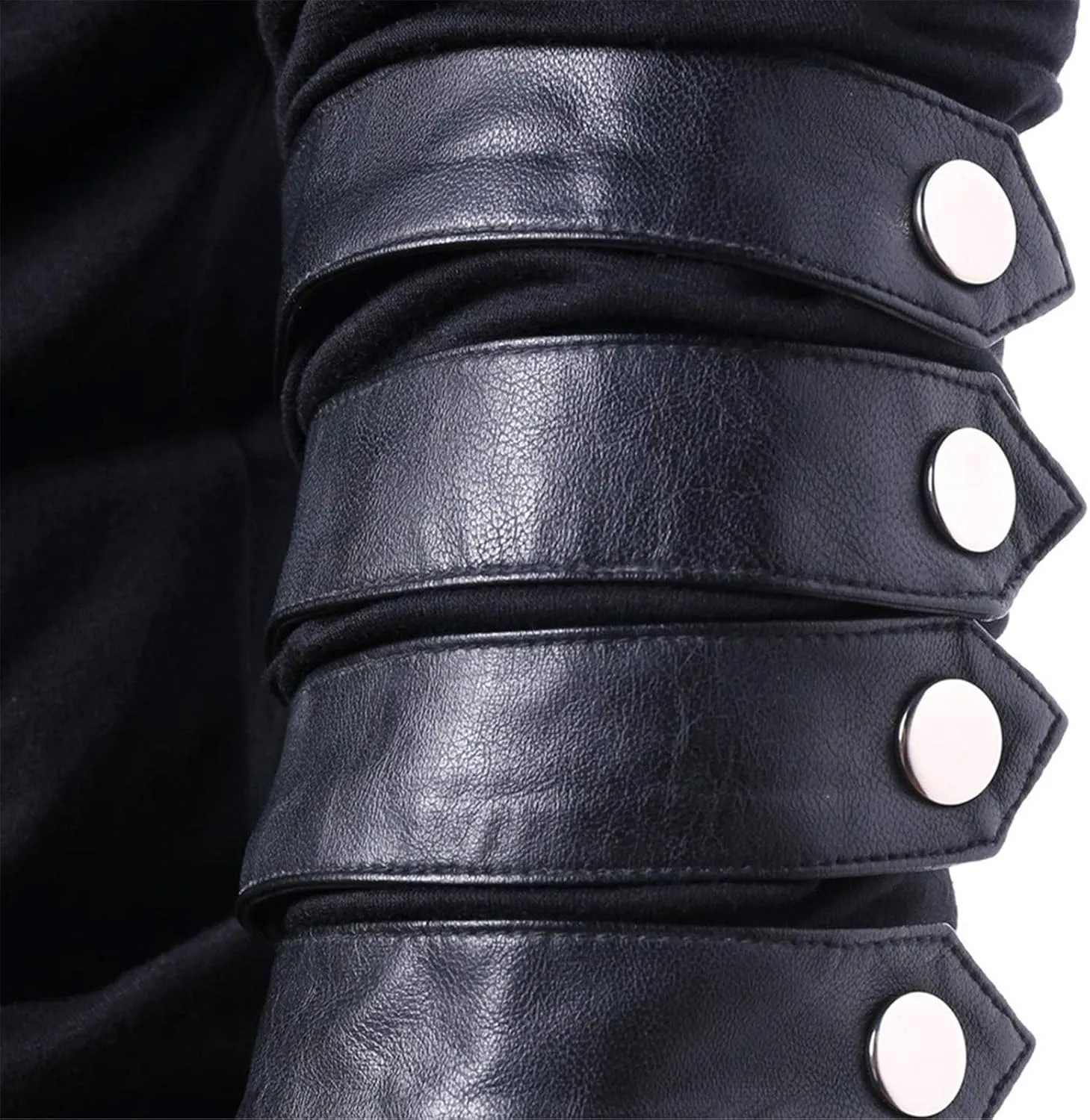 Fall Leather Patchwork Hoodie for Men Hippie Style Hooded Top Caribbean Solid Shirt