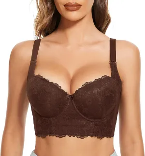 FallSweet Push Up Bras for Women Corset Top Bustier Padded Underwire Bra Add One Cup