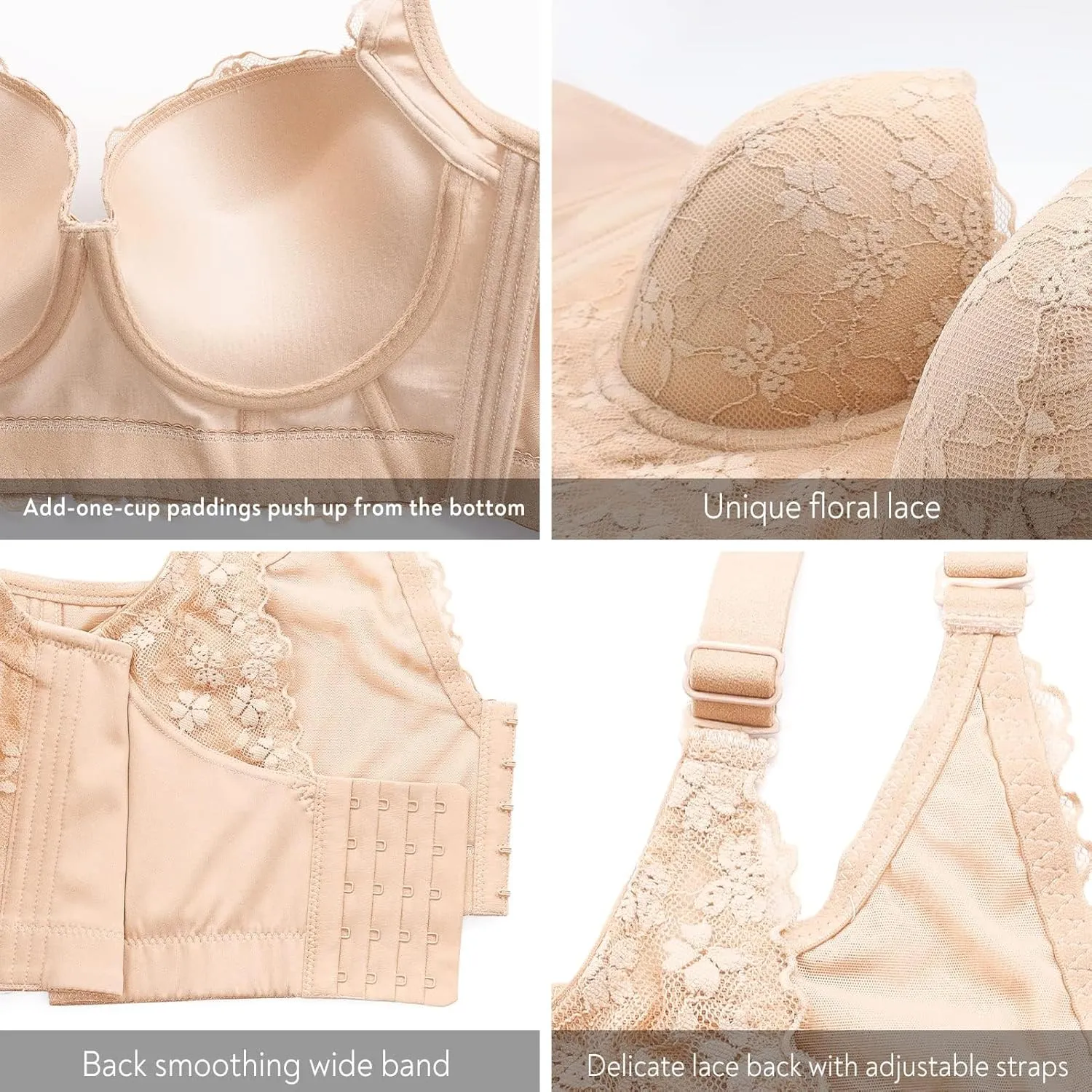 FallSweet Push Up Bras for Women Corset Top Bustier Padded Underwire Bra Add One Cup
