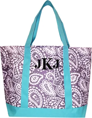 Fashion Heavy Duty Canvas Tote Bag *** Can be Personalized (Personalized Embroidery, Parker Paisley)