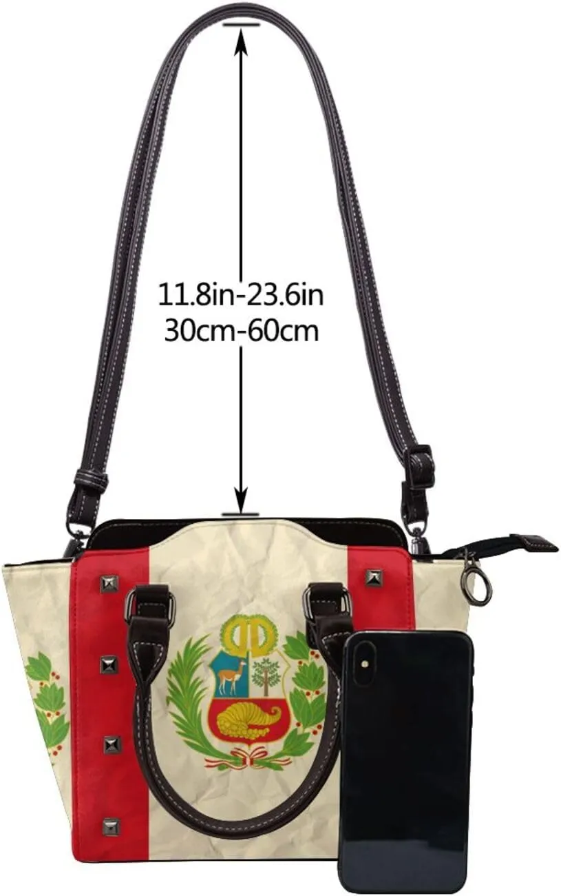 Fashion Rivet Handbag for Women Crossbody Purse Studded PU Leather Handle Bag