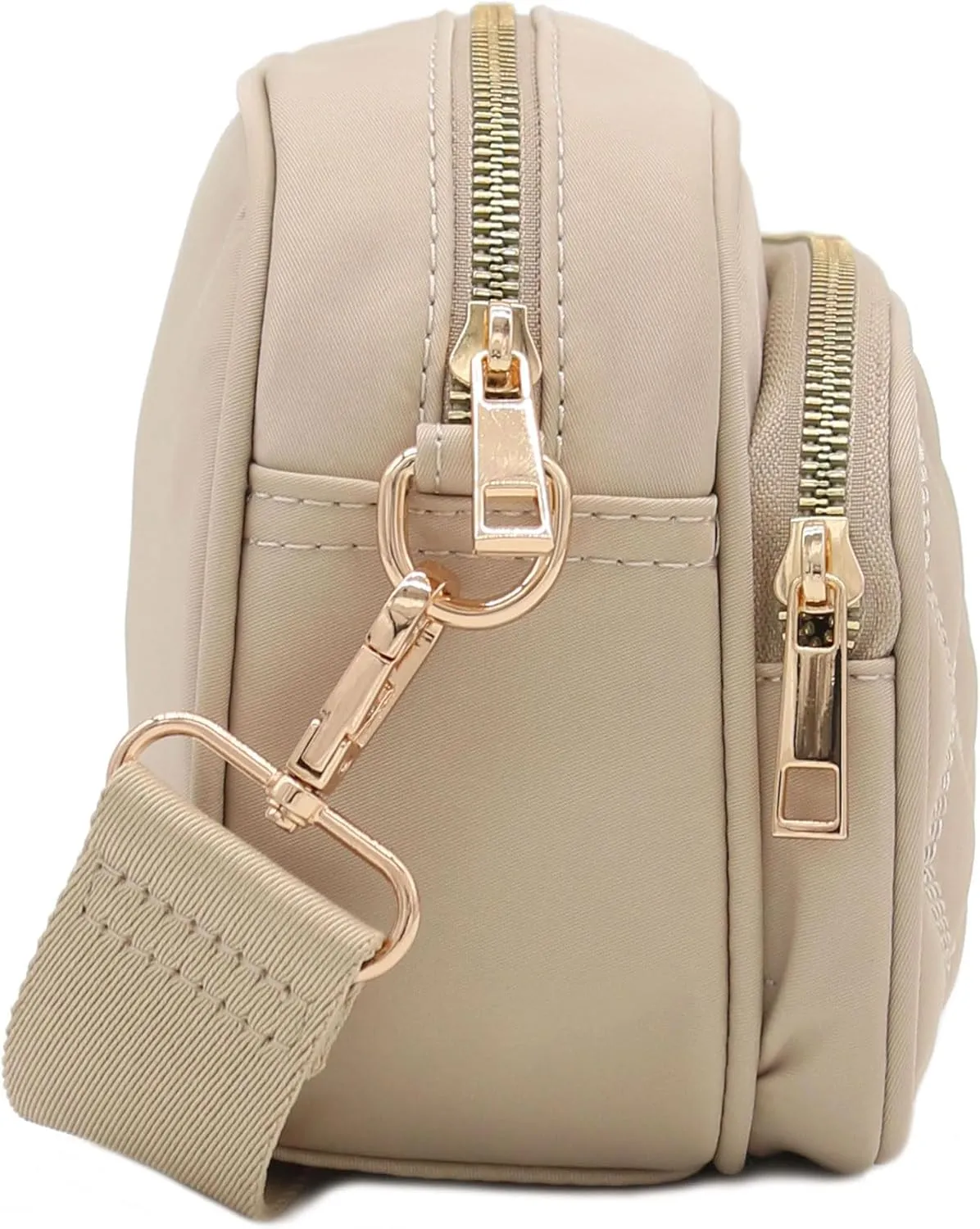FashionPuzzle Quilted Nylon Crossbody Bag with Wide Strap