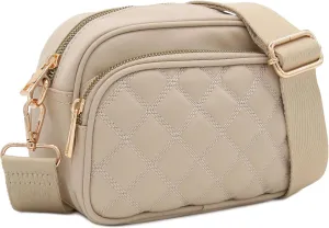 FashionPuzzle Quilted Nylon Crossbody Bag with Wide Strap