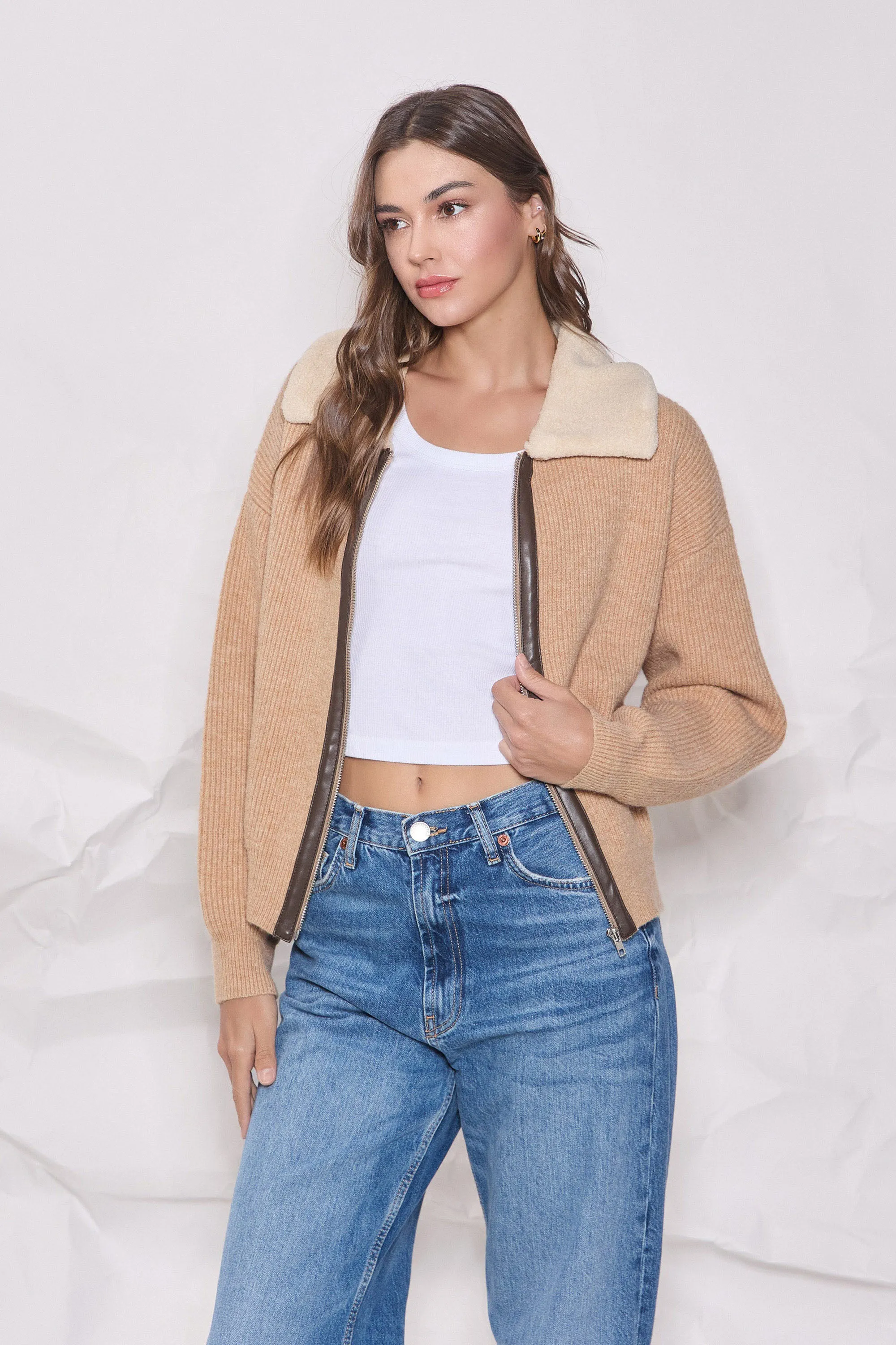 Faux Collar Cardigan&nbsp;