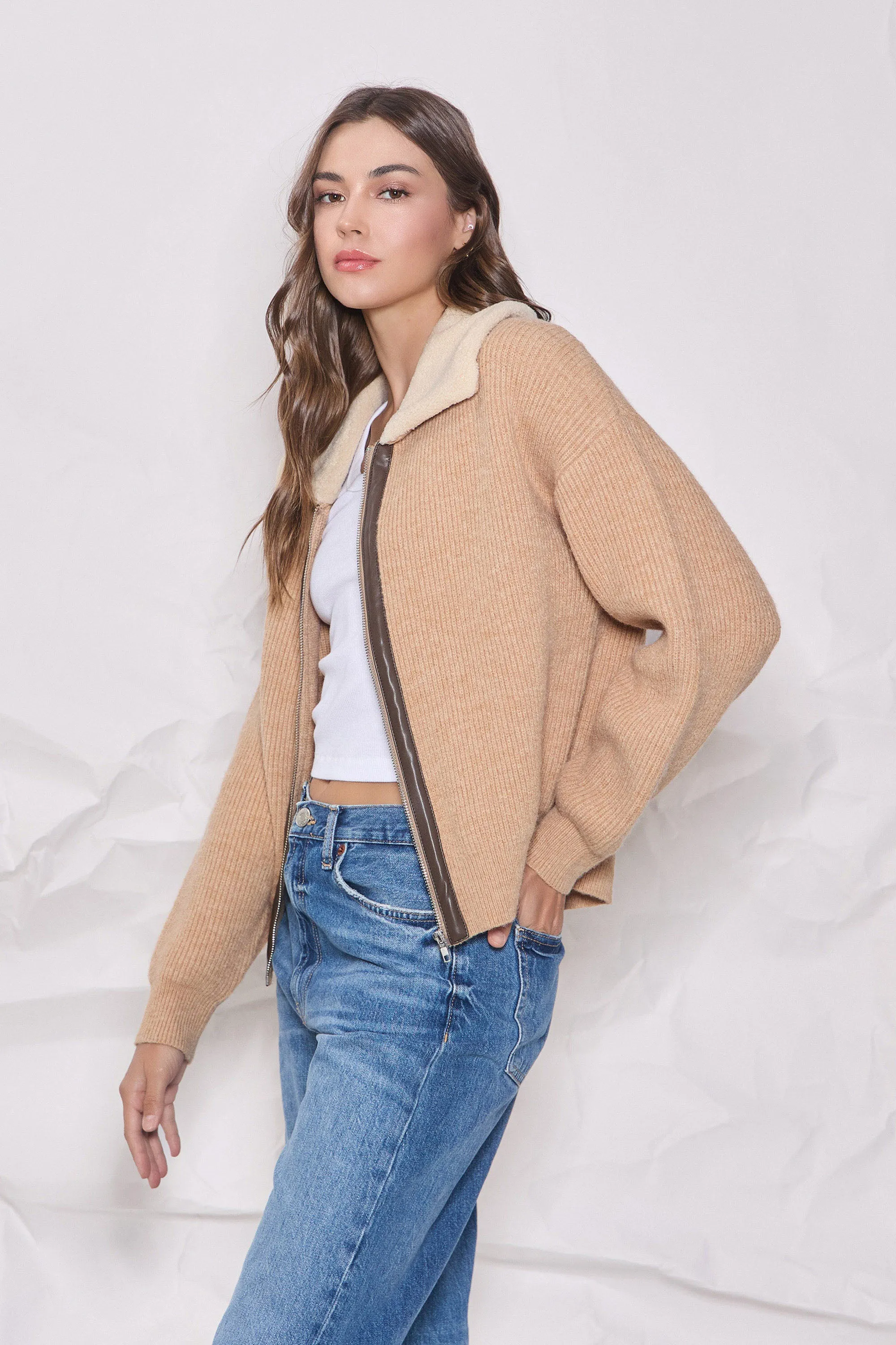 Faux Collar Cardigan&nbsp;