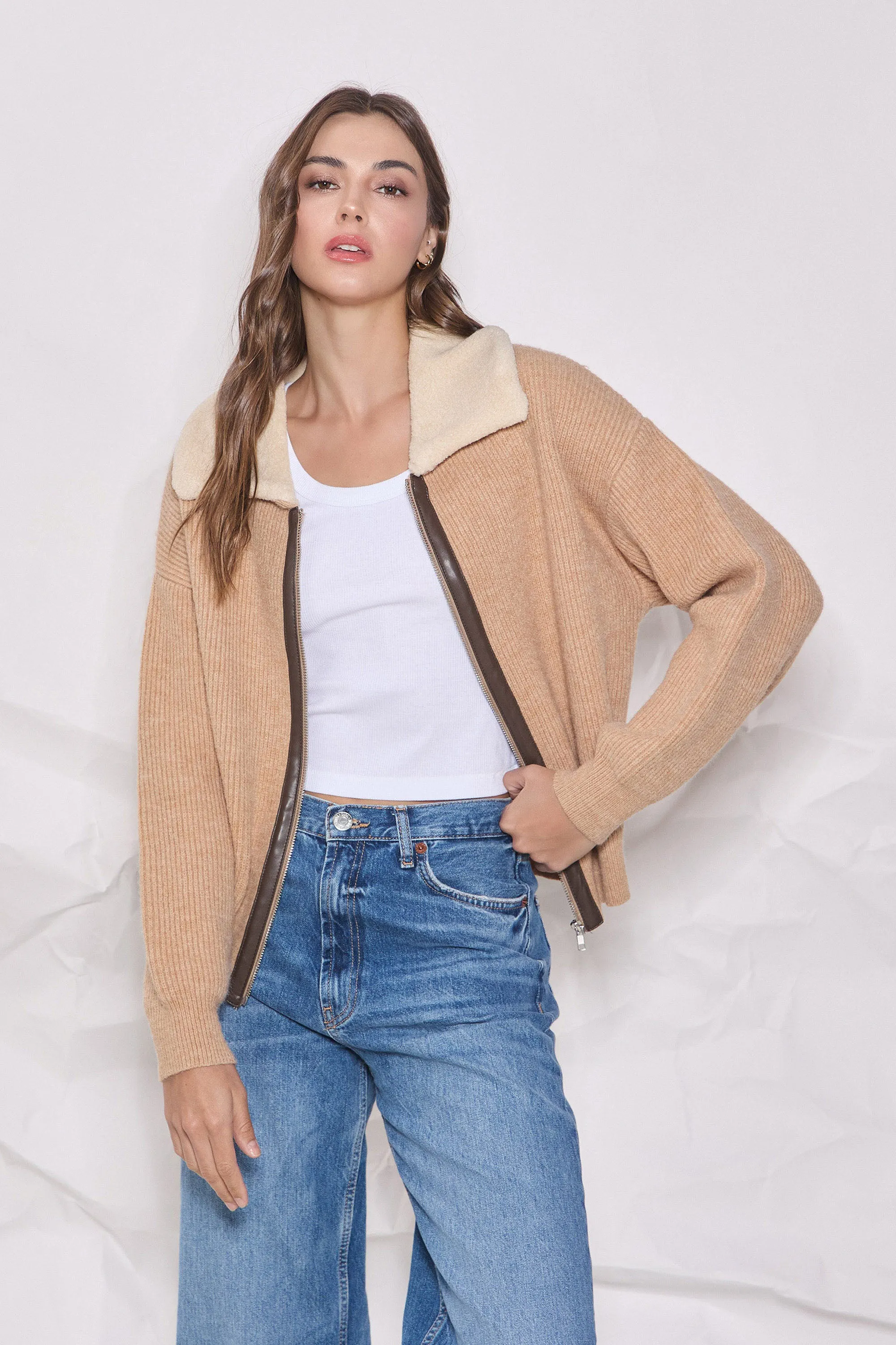 Faux Collar Cardigan&nbsp;