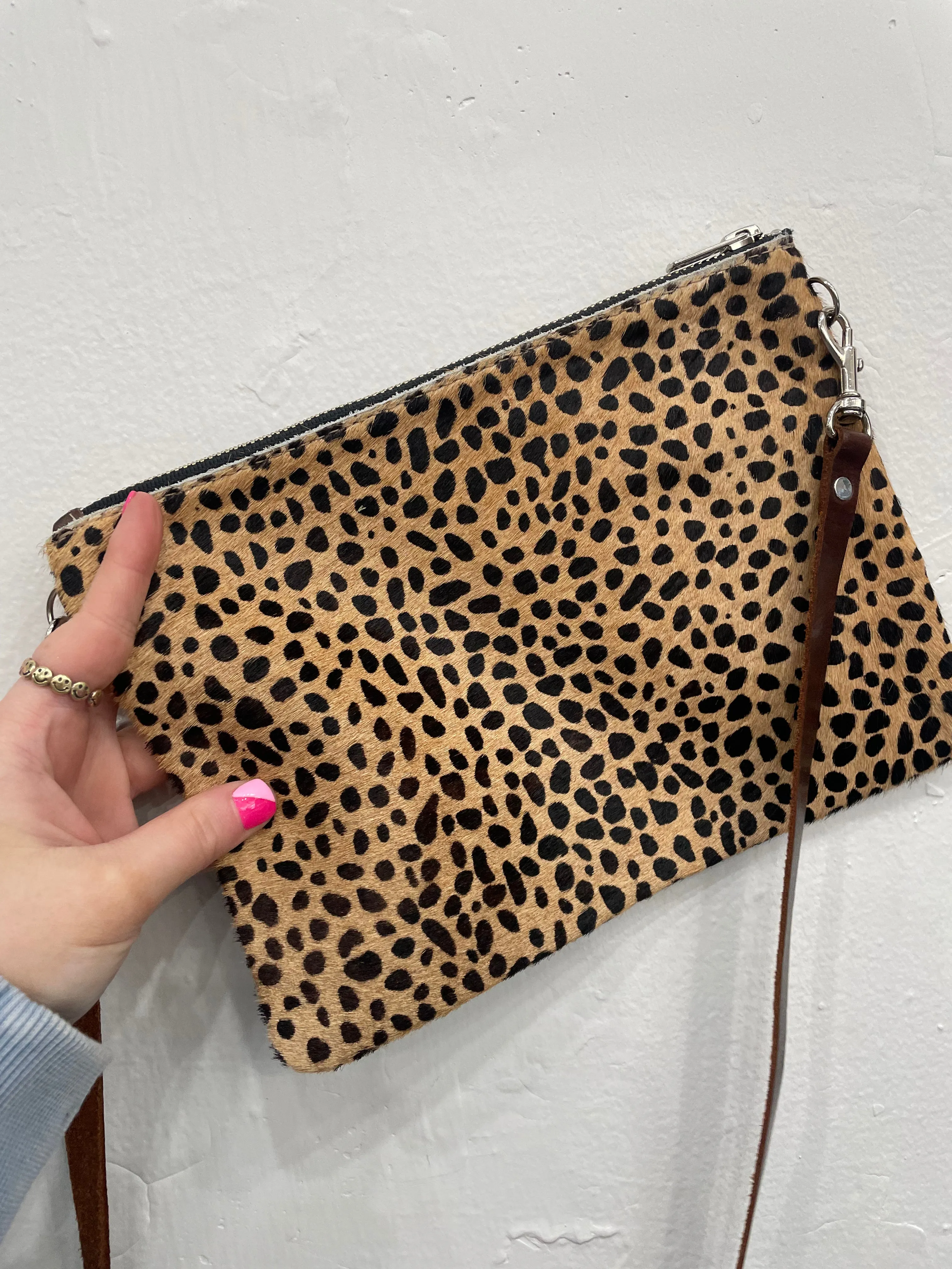 Faux Fur & Leather Purse with Back Zipper