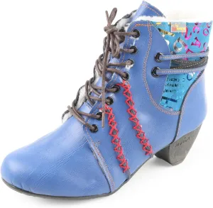 Faux Fur Lining Women's Retro Polka Dot Leather Patchwork Booties Low Heel Lace-up Women's Ankle Snow Boots