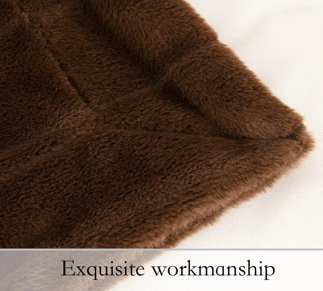 Faux Fur Throw Ultra Soft Double Sided, Fluffy Blanket for Winter Sofa Couch, Cuddly & Warm (50"x 60", Brown)