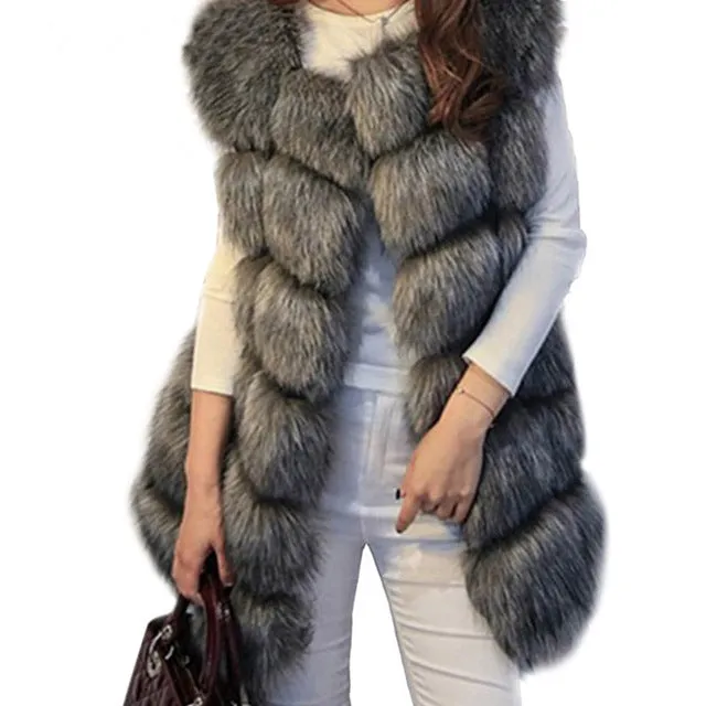 Faux Fur Vests - Winter Warm Luxury Fur Vest for Women Faux Fur Coat Vests Women's Coats Jacket High Quality Furry Coat