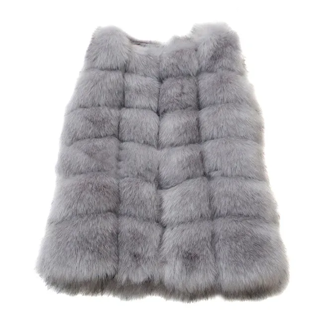 Faux Fur Vests - Winter Warm Luxury Fur Vest for Women Faux Fur Coat Vests Women's Coats Jacket High Quality Furry Coat