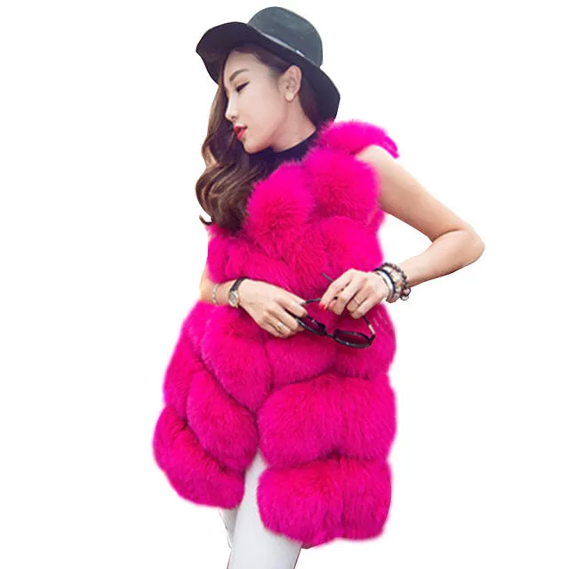 Faux Fur Vests - Winter Warm Luxury Fur Vest for Women Faux Fur Coat Vests Women's Coats Jacket High Quality Furry Coat