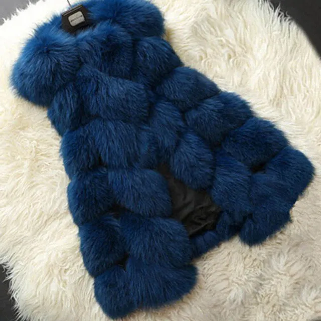 Faux Fur Vests - Winter Warm Luxury Fur Vest for Women Faux Fur Coat Vests Women's Coats Jacket High Quality Furry Coat