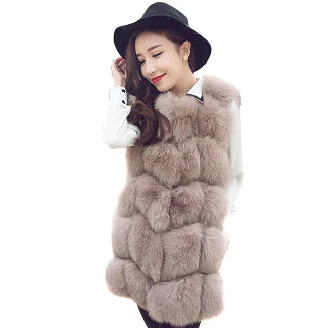 Faux Fur Vests - Winter Warm Luxury Fur Vest for Women Faux Fur Coat Vests Women's Coats Jacket High Quality Furry Coat