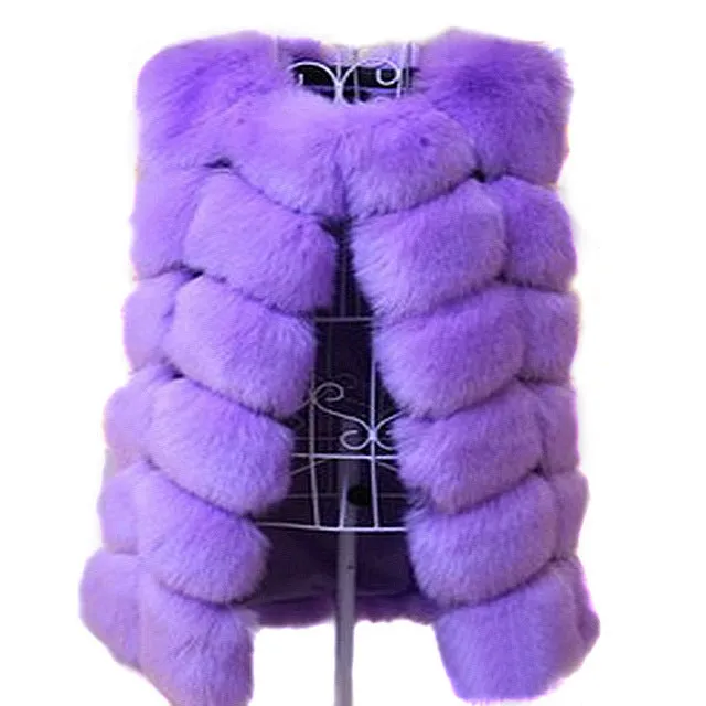 Faux Fur Vests - Winter Warm Luxury Fur Vest for Women Faux Fur Coat Vests Women's Coats Jacket High Quality Furry Coat
