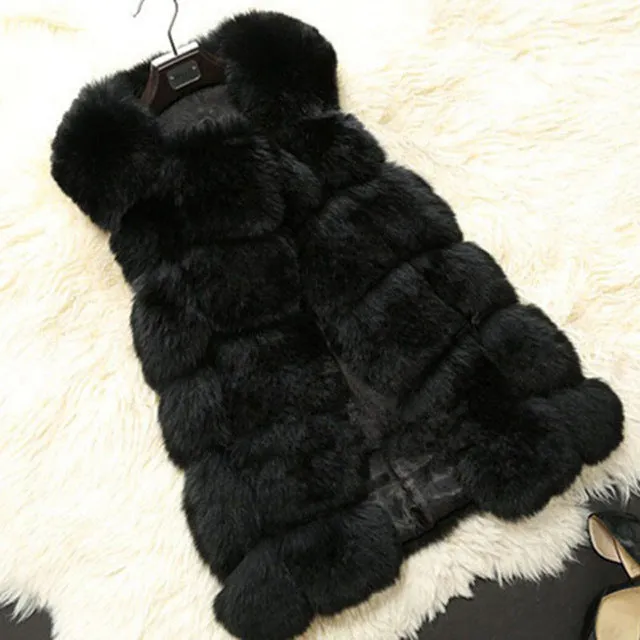 Faux Fur Vests - Winter Warm Luxury Fur Vest for Women Faux Fur Coat Vests Women's Coats Jacket High Quality Furry Coat