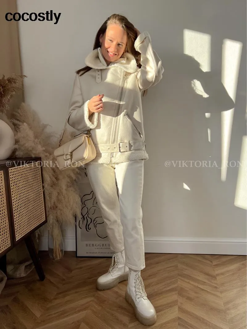 Faux Leather Fur Coat