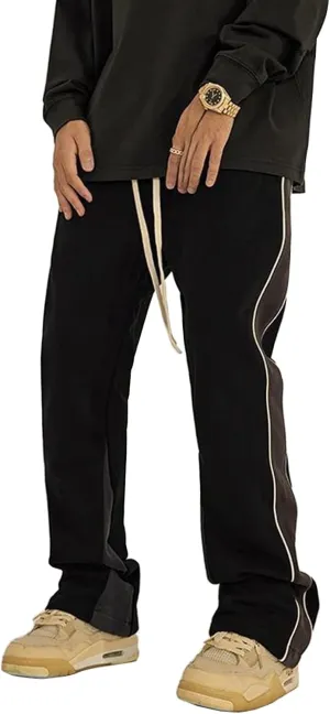 Faux Suede Sweatpants Women Flare Dancing Joggers Men's Patchwork Streetwear Trousers