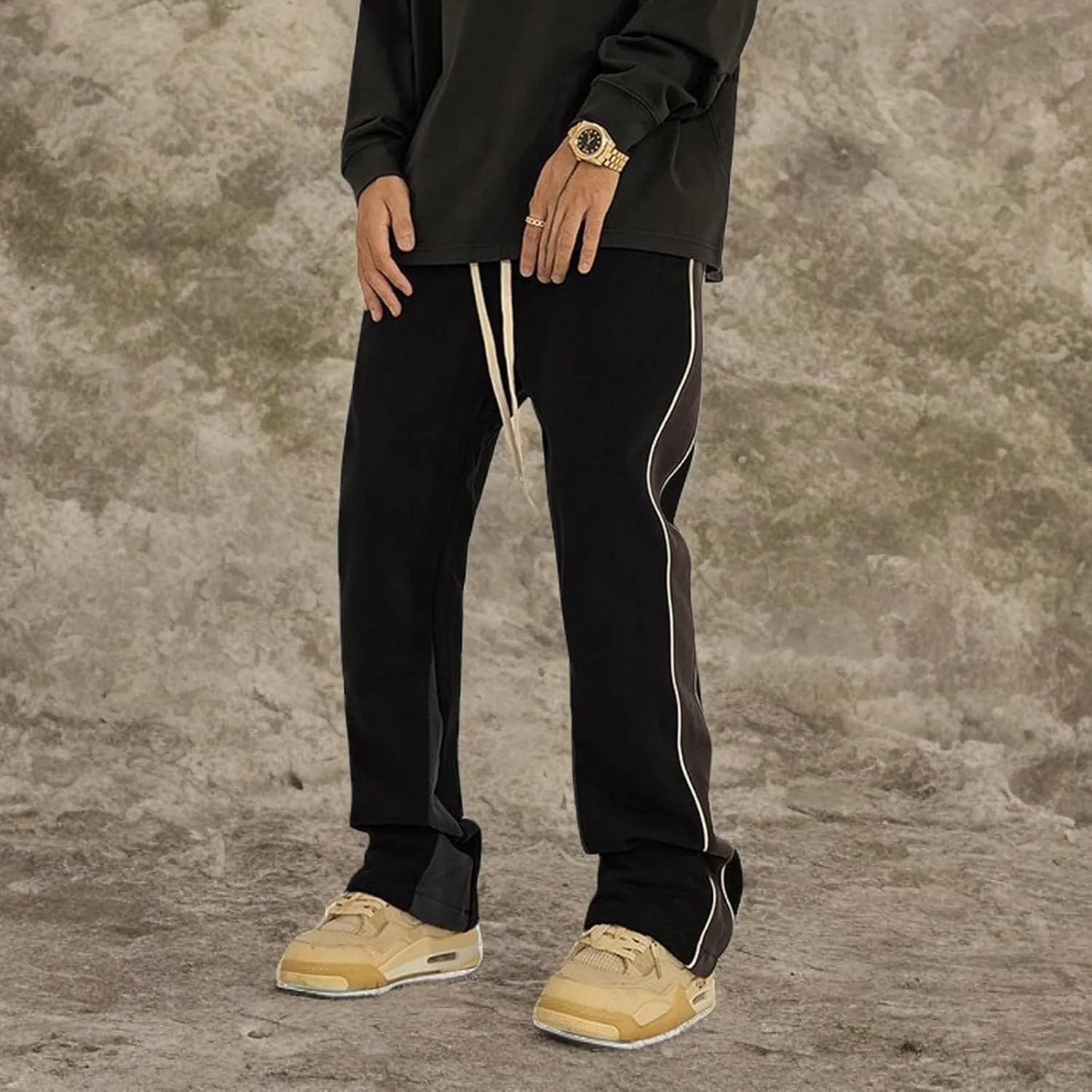Faux Suede Sweatpants Women Flare Dancing Joggers Men's Patchwork Streetwear Trousers