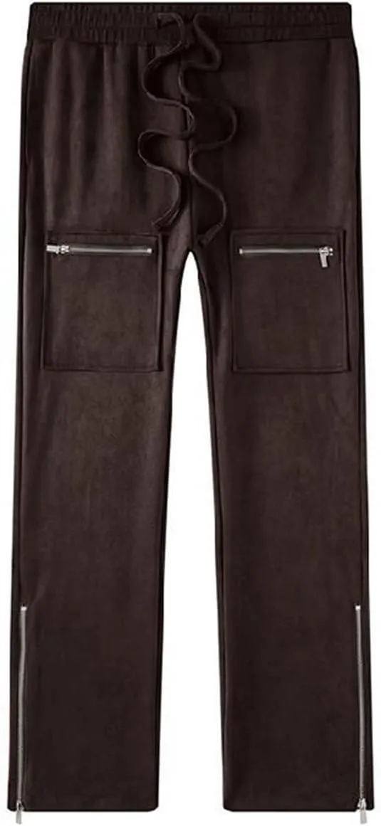 Faux Suede Sweatpants Women Flare Dancing Joggers Men's Patchwork Streetwear Trousers