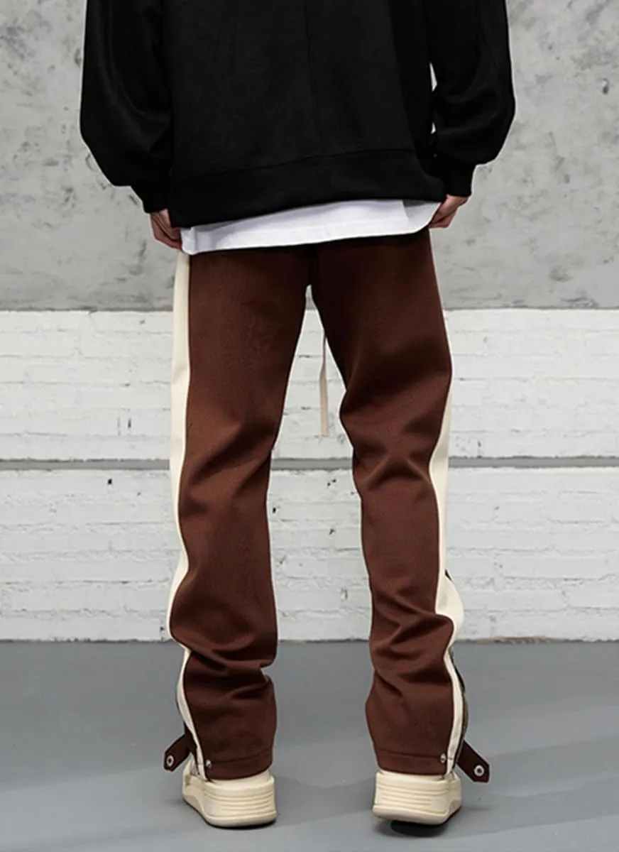 Faux Suede Sweatpants Women Flare Dancing Joggers Men's Patchwork Streetwear Trousers