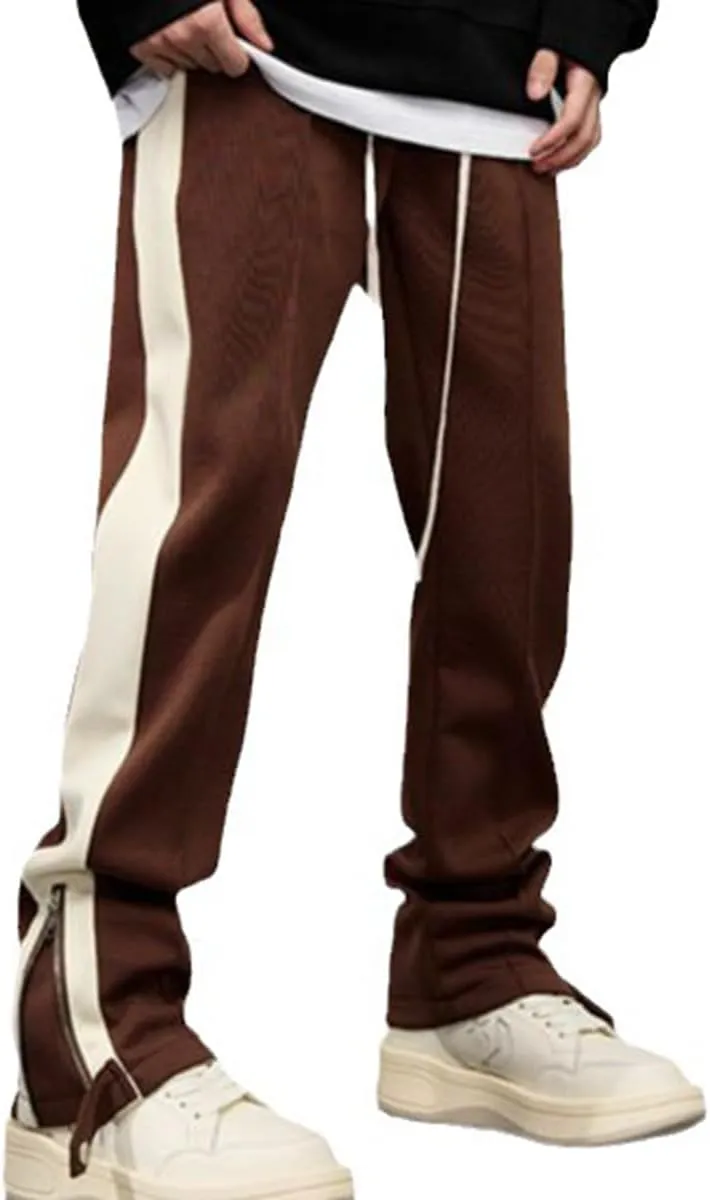 Faux Suede Sweatpants Women Flare Dancing Joggers Men's Patchwork Streetwear Trousers