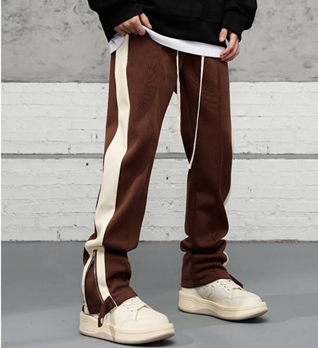 Faux Suede Sweatpants Women Flare Dancing Joggers Men's Patchwork Streetwear Trousers