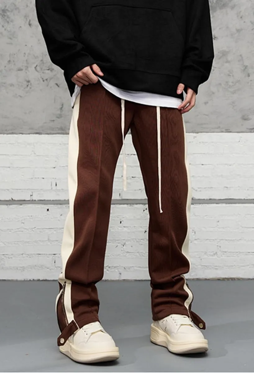 Faux Suede Sweatpants Women Flare Dancing Joggers Men's Patchwork Streetwear Trousers