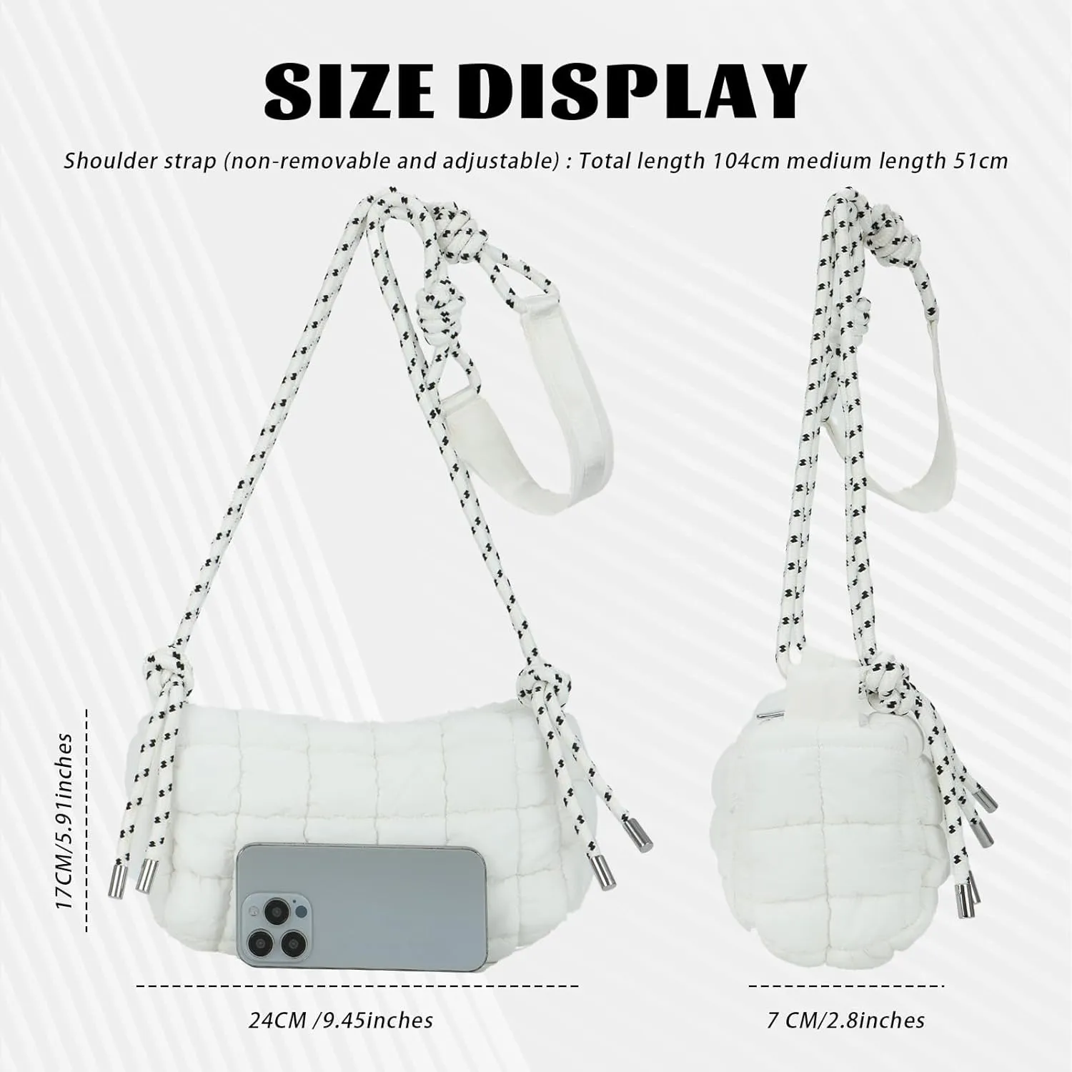 Fecialy Quilted Puffer Tote Bag for Women Quilted Crossbody Bag Lightweight Nylon Shoulder Bag Puff Padding Handbags