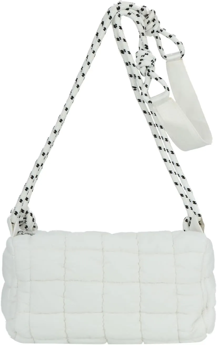 Fecialy Quilted Puffer Tote Bag for Women Quilted Crossbody Bag Lightweight Nylon Shoulder Bag Puff Padding Handbags