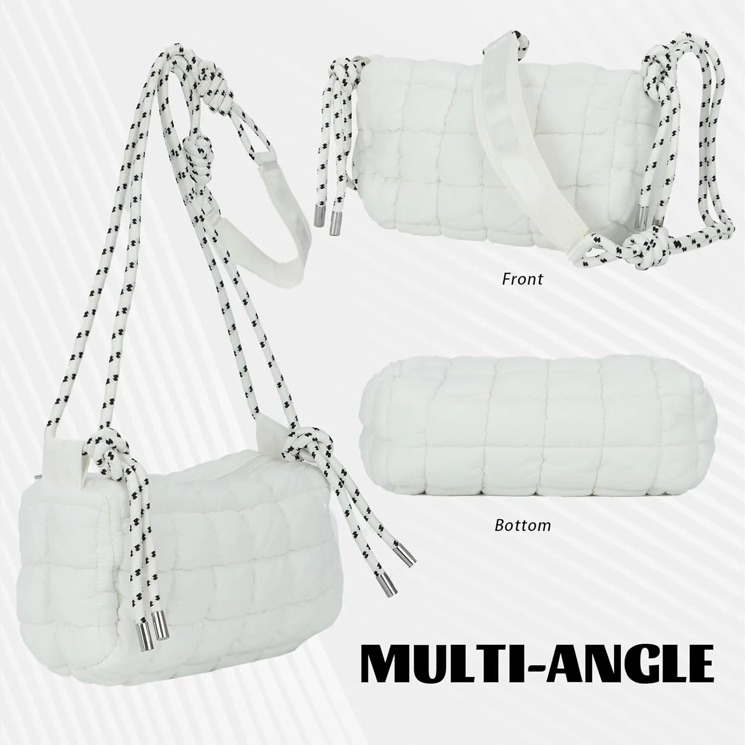Fecialy Quilted Puffer Tote Bag for Women Quilted Crossbody Bag Lightweight Nylon Shoulder Bag Puff Padding Handbags